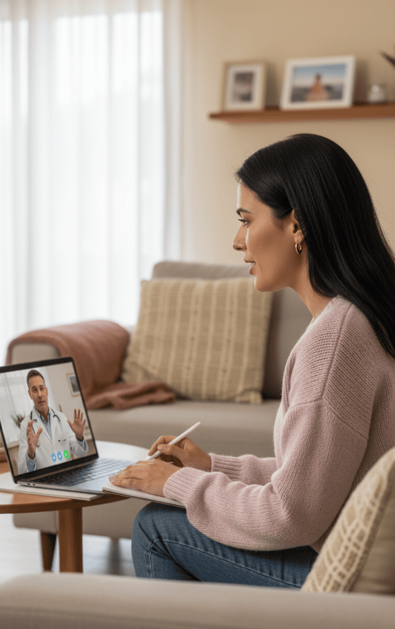 Persona usando la app de evaluación para comenzar su tratamiento